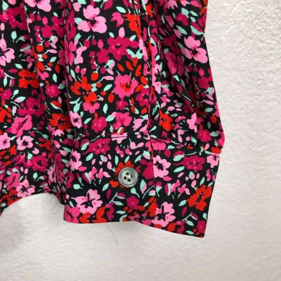 J Crew Factory  Women’s Floral Green Pink Print Long Sleeves Size 2X - Picture 8 of 10